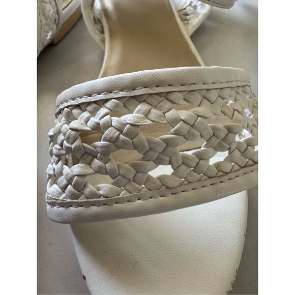 Janie & Jack girls size 13 white open toe sandals basket weave woven lattice sma - Picture 3 of 8